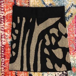 UO Ecote Gold & Black Sweater Knit Mini Skirt